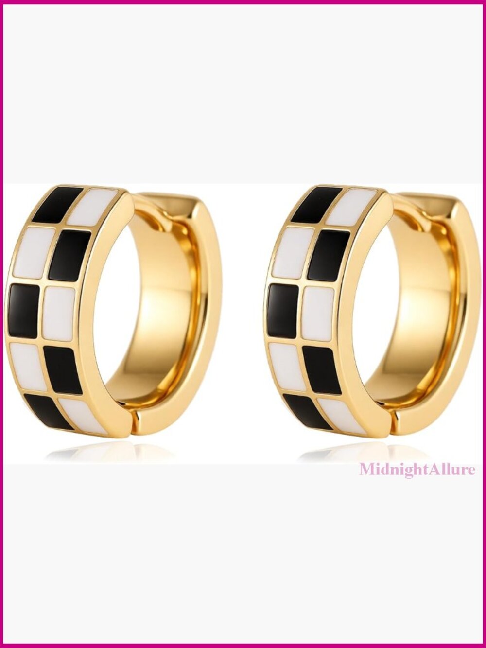 Hypoallergenic Hoop Earrings, Small Checker Cartilage, Gold Silver Tone